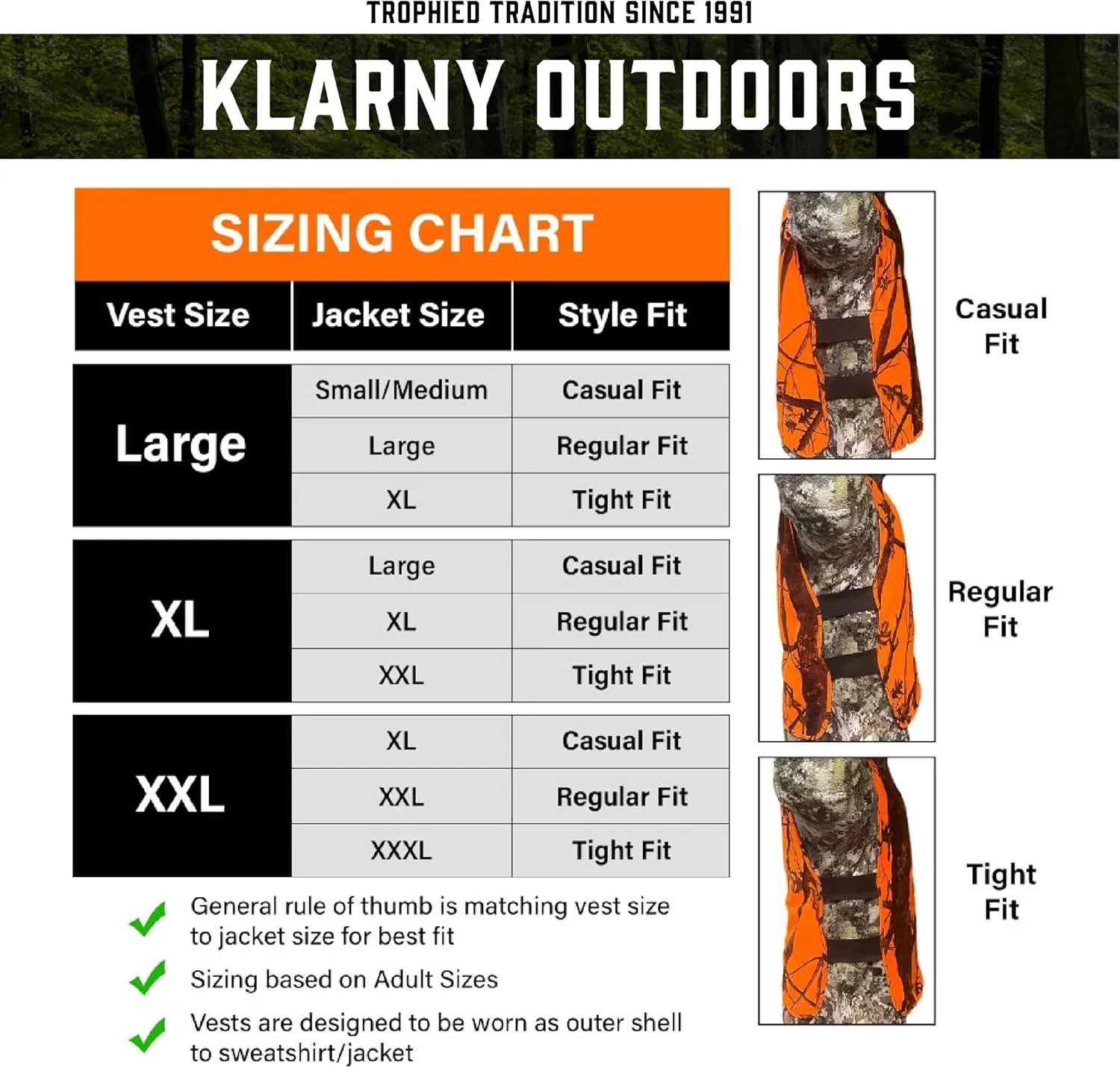 Klarny Orange Safety Vest, High-Visibility, Waterproof Deer and Bow Hunting Gear, Quiet Hunter Vests and Hunting Accessories
