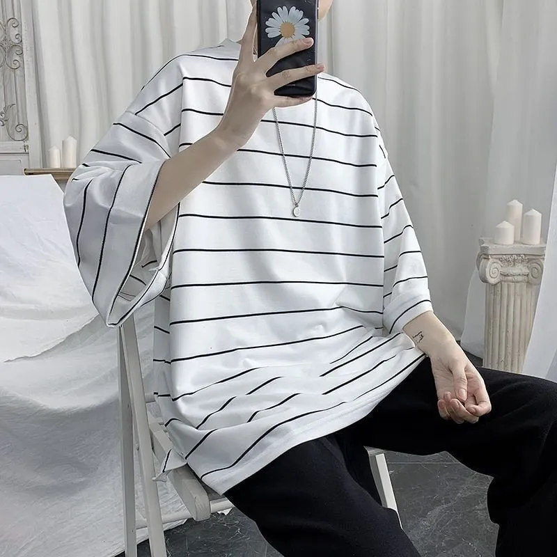Korean Style Oversized Striped T-Shirt