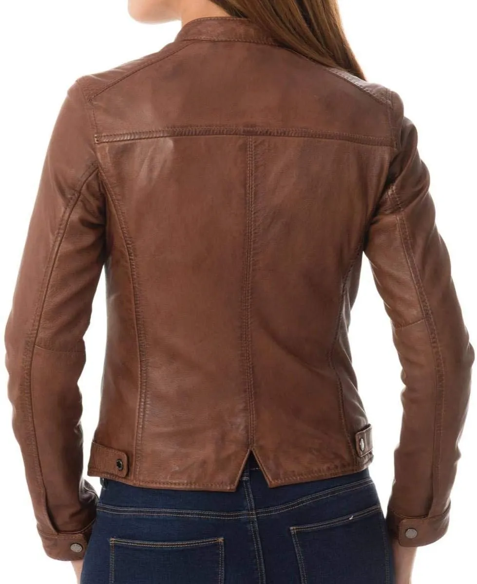 KYZER KRAFT Womens Leather Jacket Bomber Motorcycle Biker Real Lambskin Leather Jacket for Womens