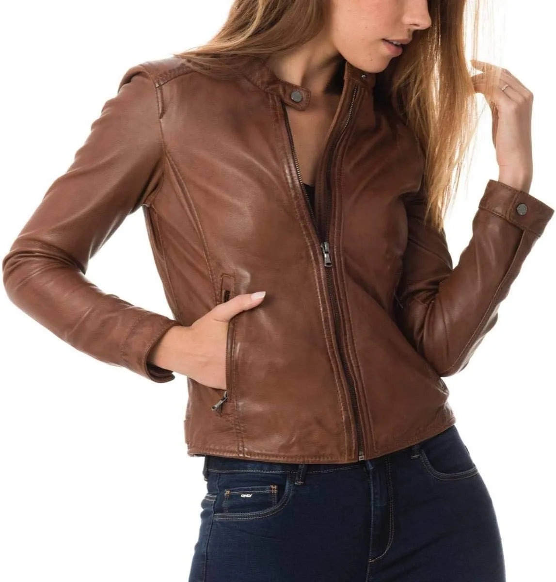 KYZER KRAFT Womens Leather Jacket Bomber Motorcycle Biker Real Lambskin Leather Jacket for Womens