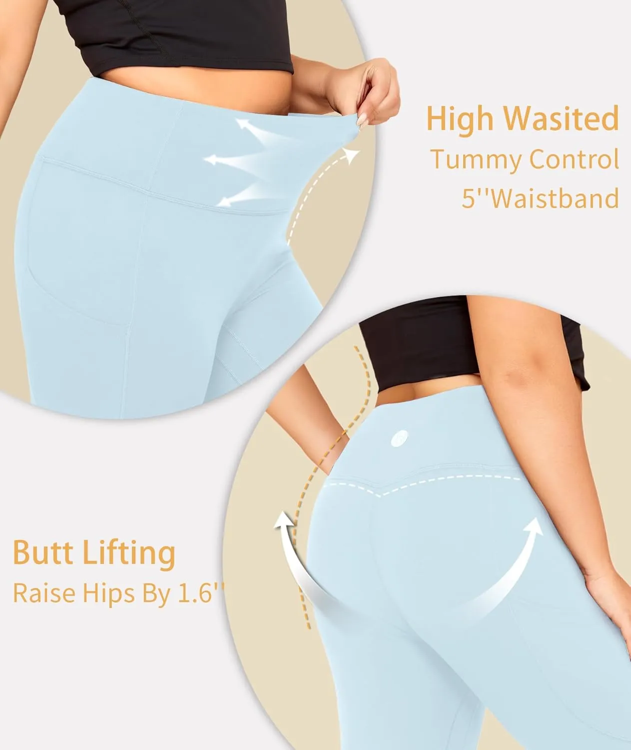 LALAGEN Plus Size Leggings for Women with Pockets-High Waisted 7/8 Leggings Tummy Control Workout Gym Yoga Pants