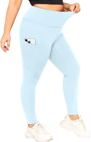 LALAGEN Plus Size Leggings for Women with Pockets-High Waisted 7/8 Leggings Tummy Control Workout Gym Yoga Pants