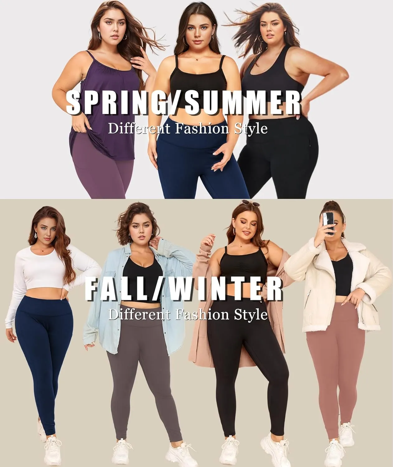 LALAGEN Plus Size Leggings for Women with Pockets-High Waisted 7/8 Leggings Tummy Control Workout Gym Yoga Pants