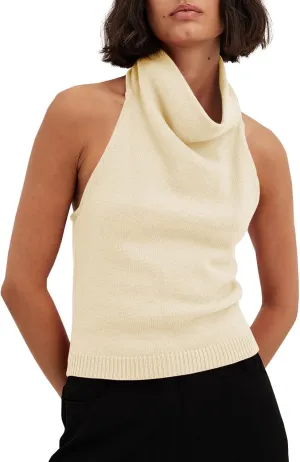 Langwyqu Womens Turtleneck Sweater Vests Sleeveless Knit Halter Tank Tops Sexy Loose Cami Shirts
