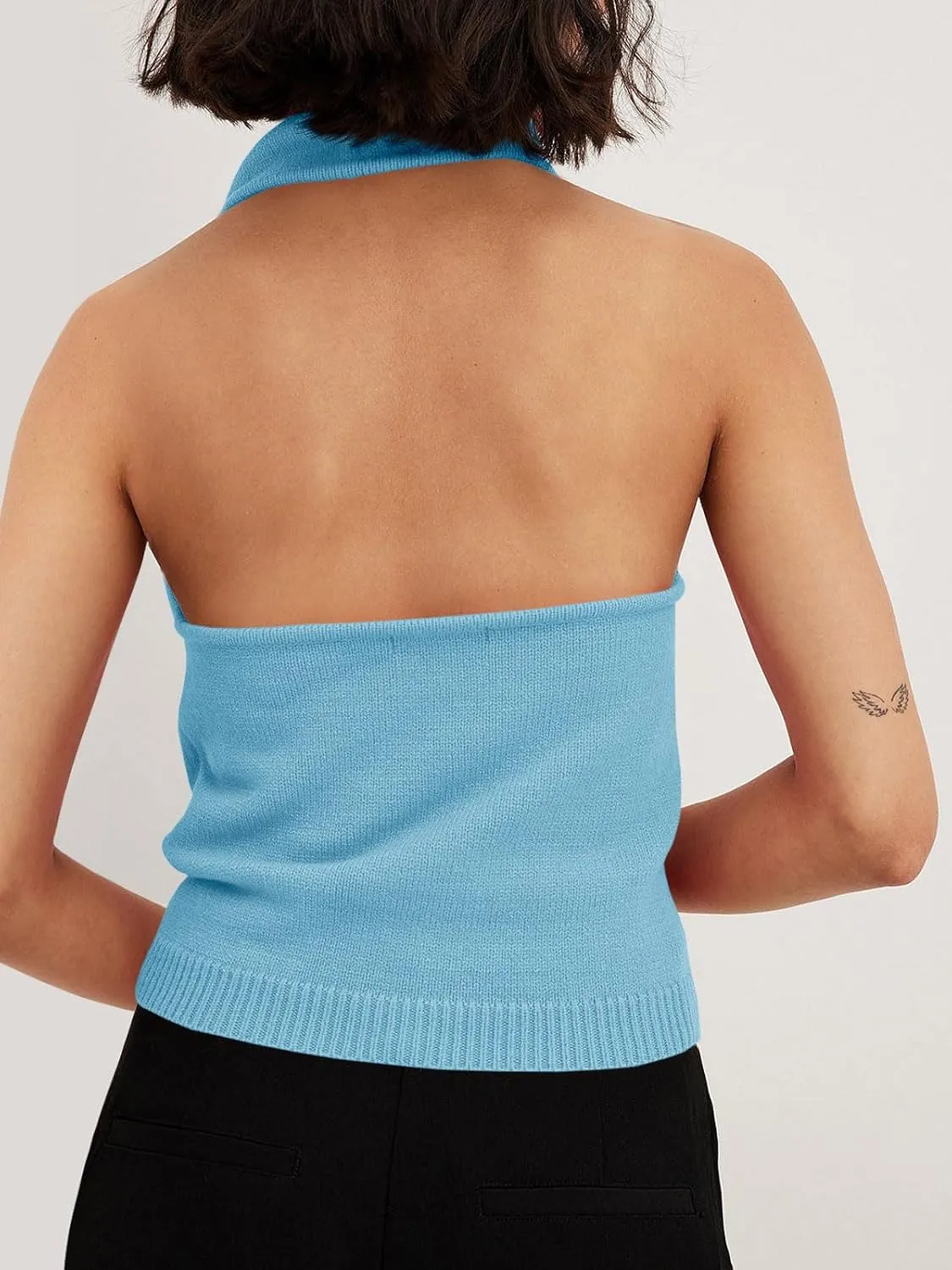 Langwyqu Womens Turtleneck Sweater Vests Sleeveless Knit Halter Tank Tops Sexy Loose Cami Shirts