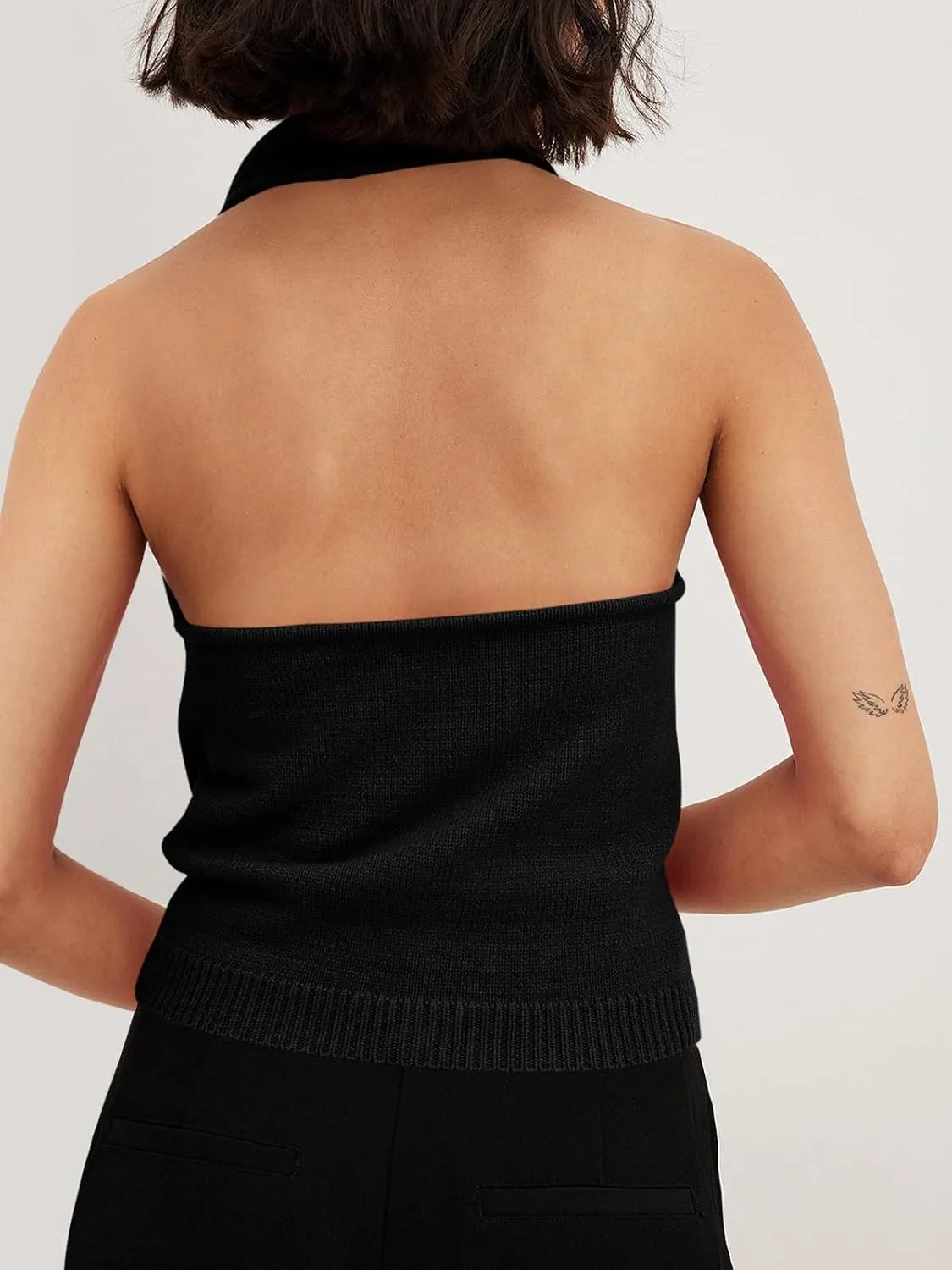 Langwyqu Womens Turtleneck Sweater Vests Sleeveless Knit Halter Tank Tops Sexy Loose Cami Shirts