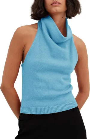 Langwyqu Womens Turtleneck Sweater Vests Sleeveless Knit Halter Tank Tops Sexy Loose Cami Shirts