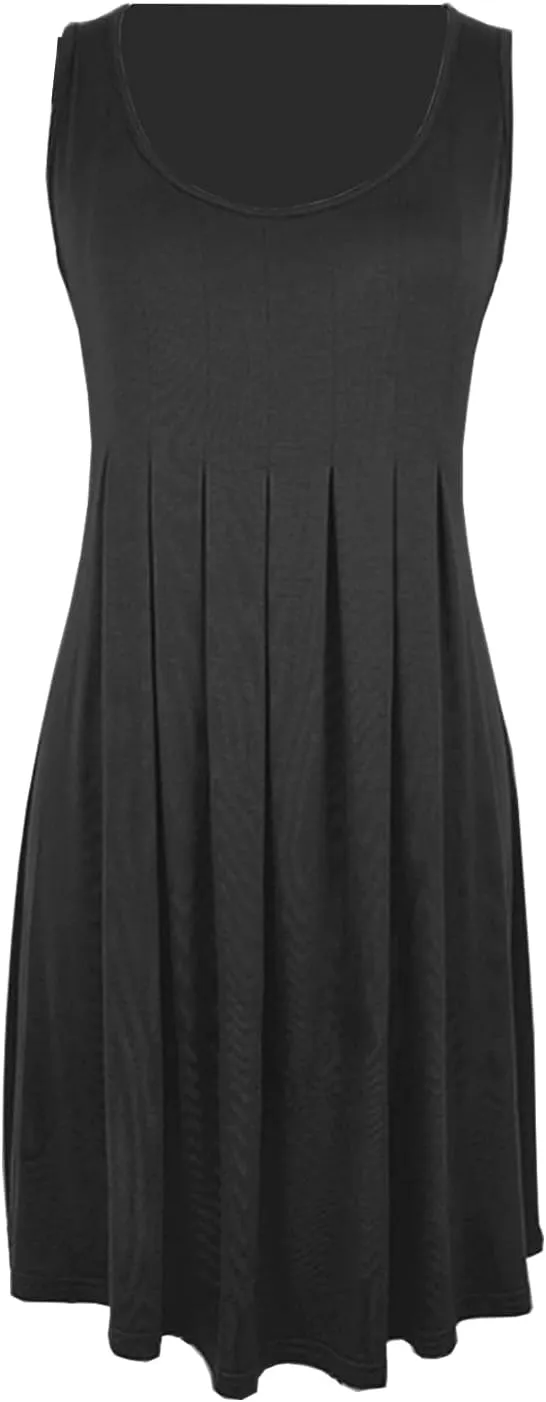 LEIYEE Womens Summer Casual Half Sleeve Empire Waist Loose Swing Pleated Modest Work Tunic T Shirt Dresses