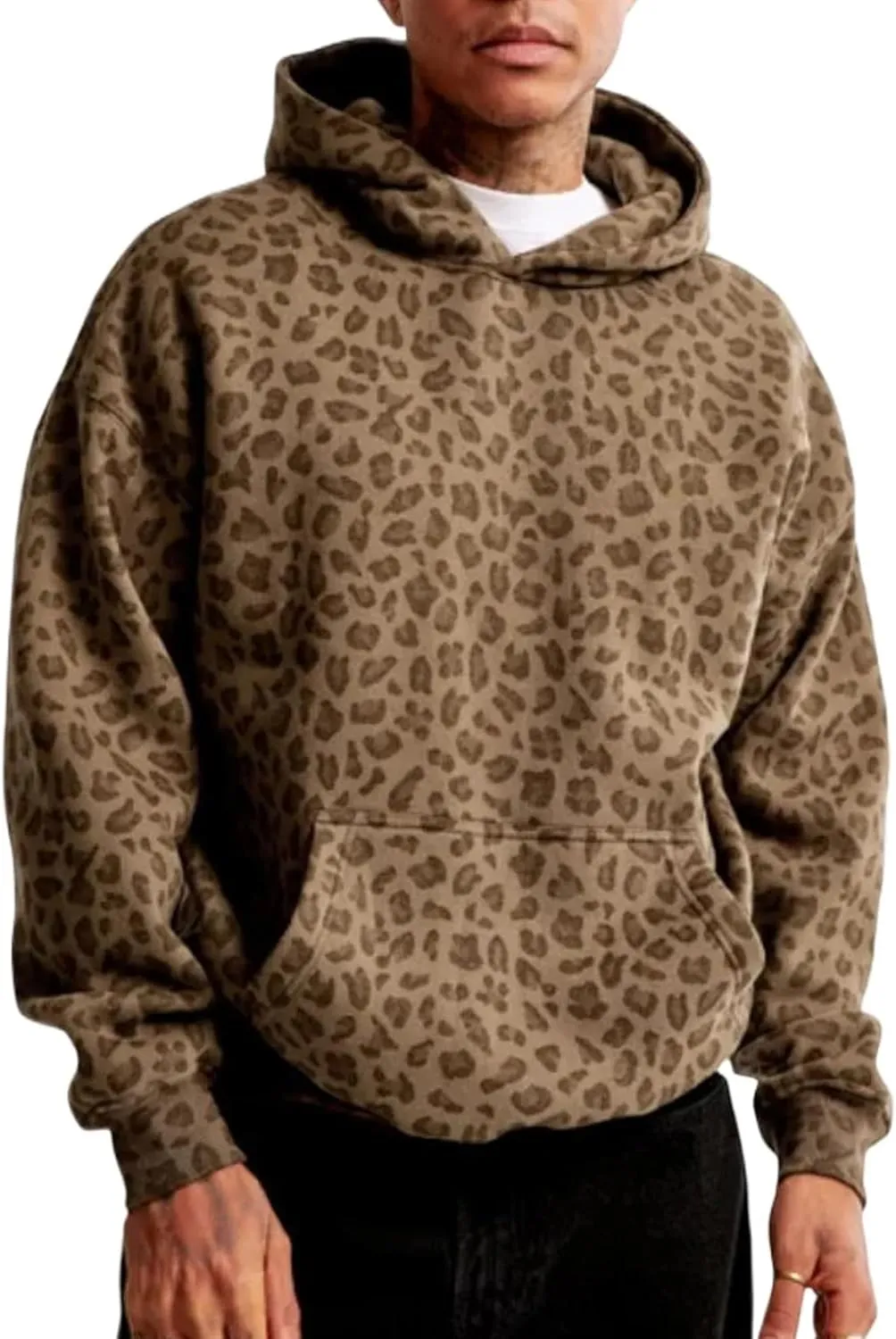 Leopard Print Hoodies Oversized Sweatshirts Hooded Women Streetwear Vintage 2000s Trendy 2024 Cheetah Hoodie Y2k