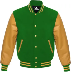 Letterman Varsity Baseball Bomber School College University Jackets Genuine Red Leather Sleeves Black Wool