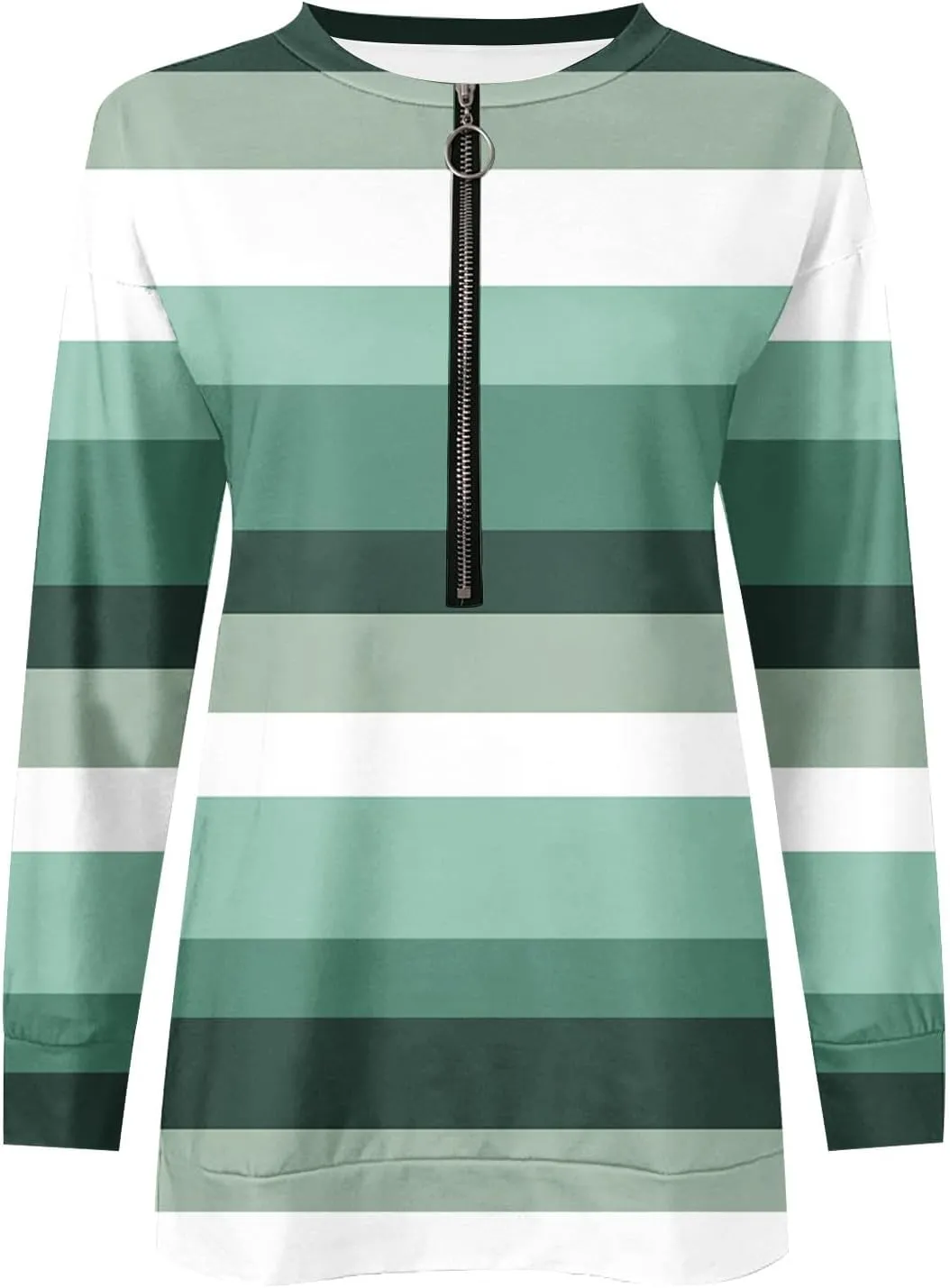 Lightweight Zip Up Hoodie For Women Trendy 2023 Fall Striped Print Tunic Tops Quarter Zip Casual Pullover Sweatshirt