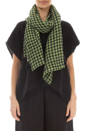 Lime Check Gauze Linen Scarf