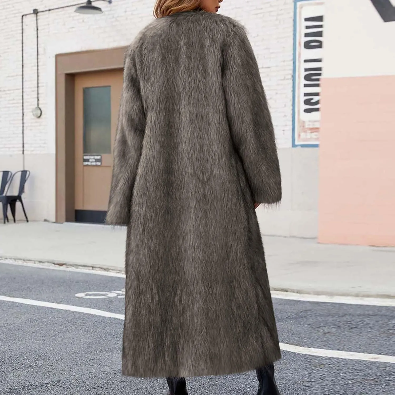Long Faux Fur Coats for Women Open Front Cardigan Fuzzy Fleece Jacket Warm Winter Coats Fashion Outfits 2024