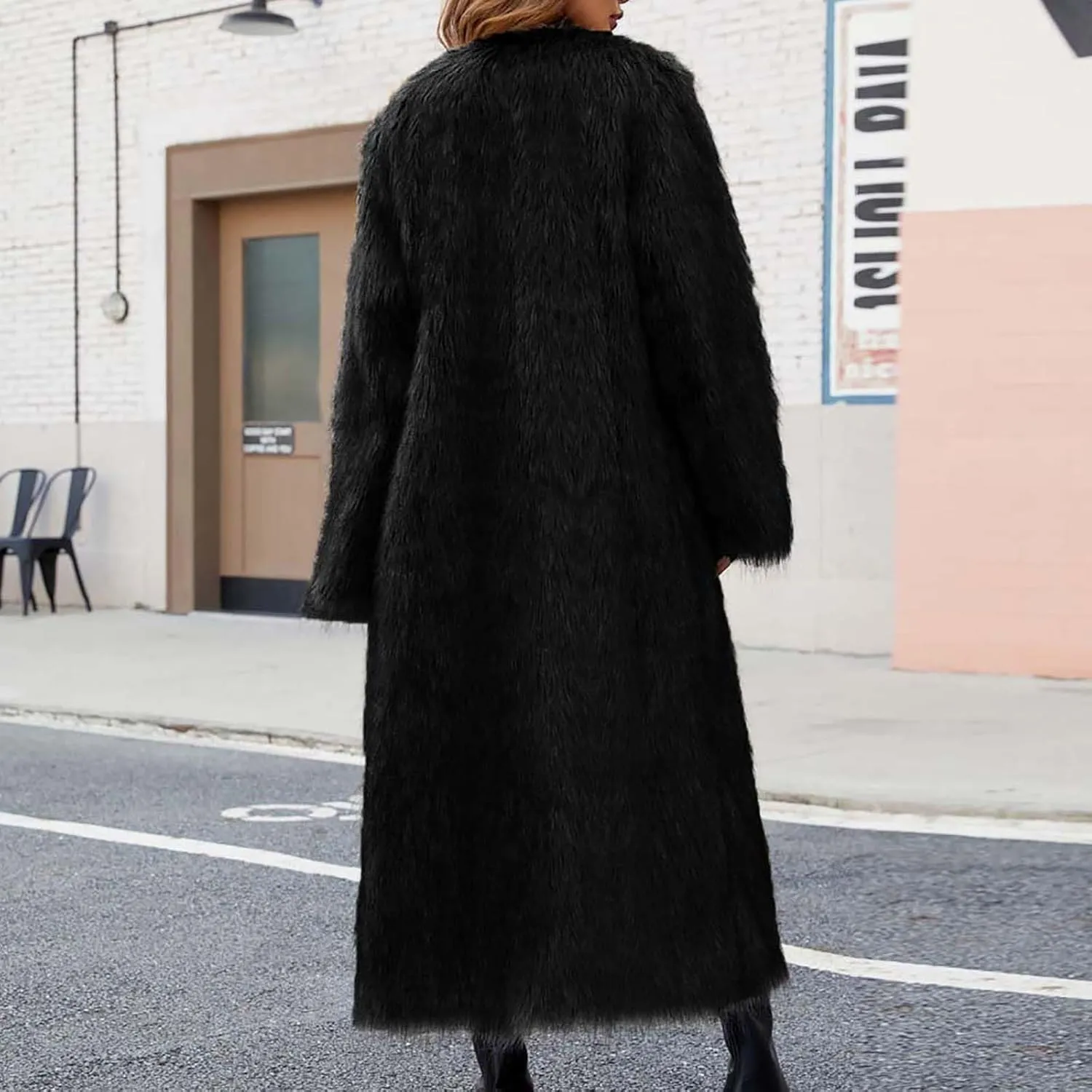 Long Faux Fur Coats for Women Open Front Cardigan Fuzzy Fleece Jacket Warm Winter Coats Fashion Outfits 2024