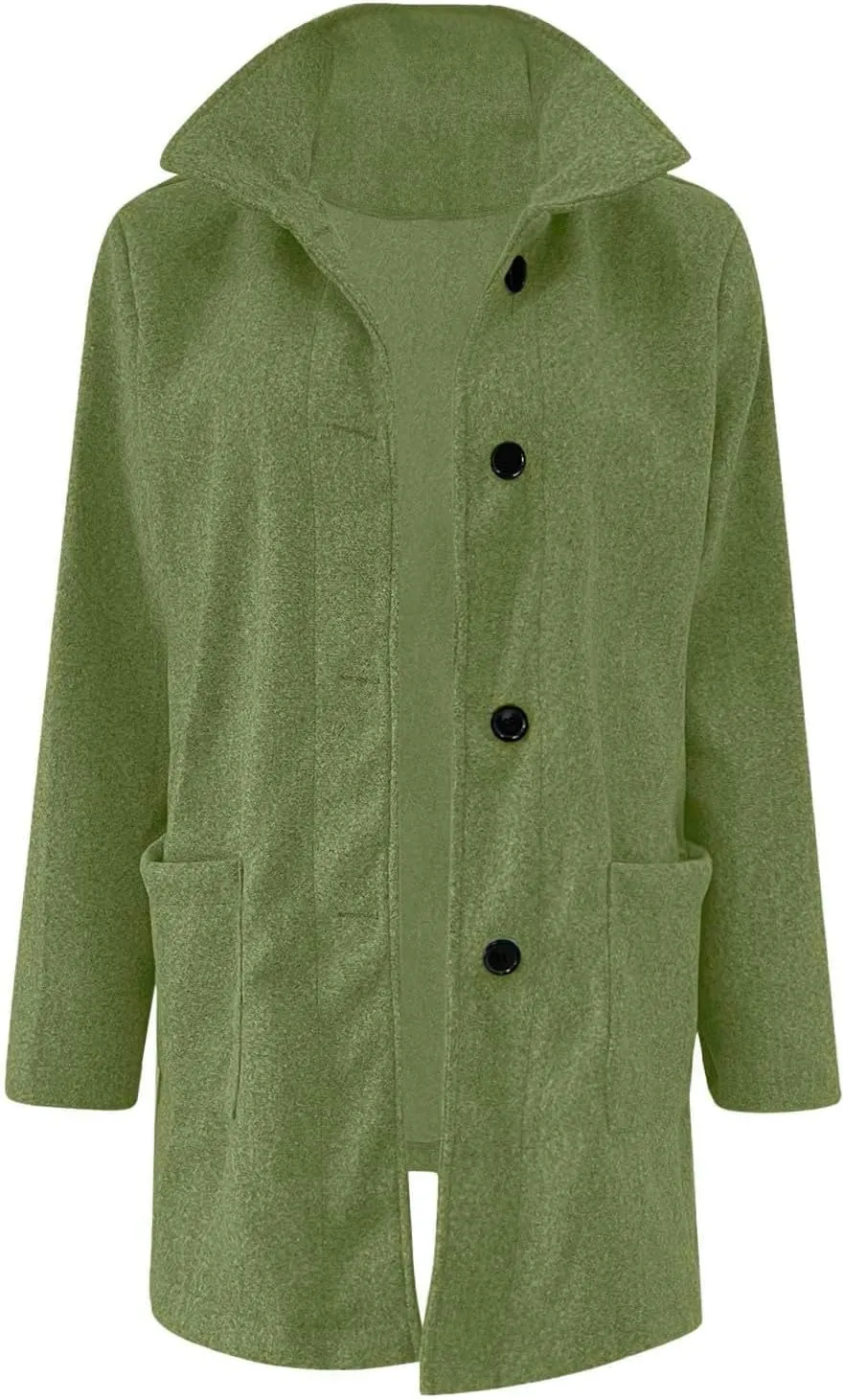 Long Wool Coats Women Thicken Wool Blend Stand Collar Single Breasted Pea Jacket Cute Winter Peacoat