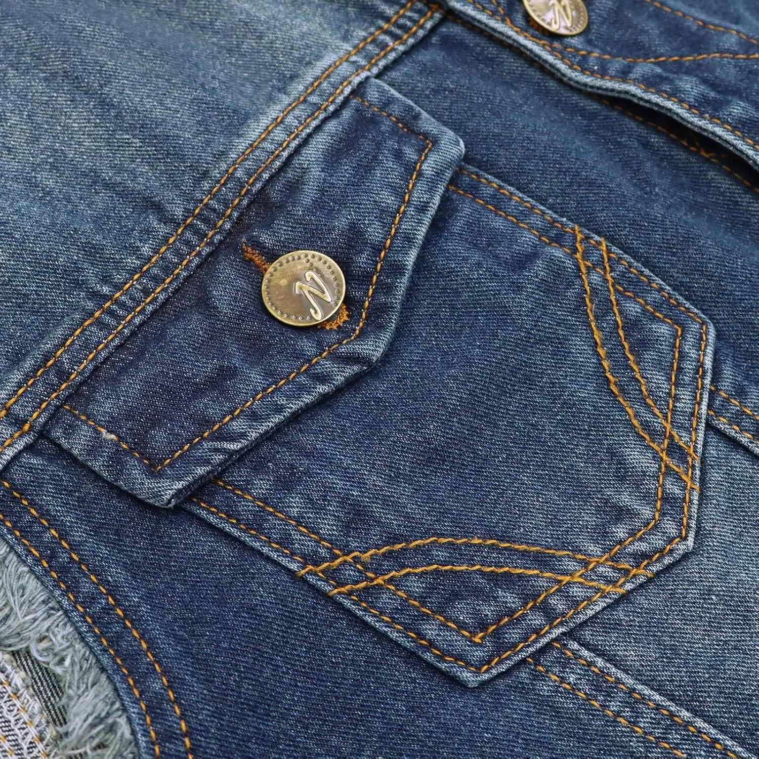 LONGBIDA Men's Denim Vest Casual Slim Fit Sleeveless Jacket Vintage Ripped Summer Jean Vests