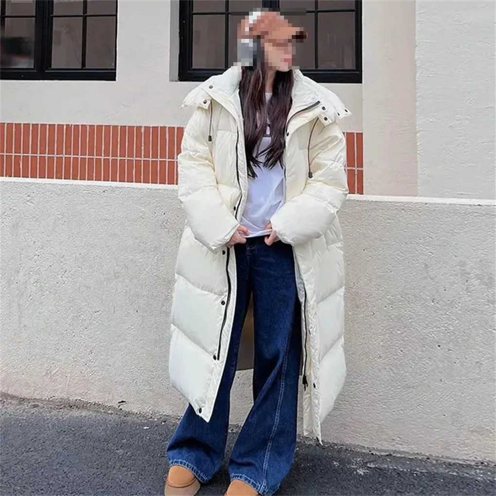 Loose Long Hooded Winter Coats Casual Women Oversized Snow Coats Windbreak Cotton Padded Jackets Thicken Parkas
