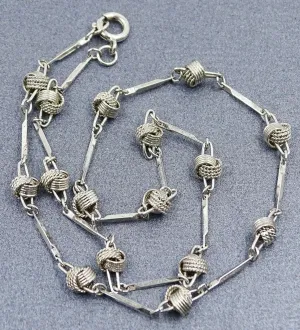 Love Knot Silver Toned Link Necklace
