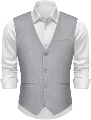 MAGE MALE Men's Suit Vests Herringbone Pinstripe Dress Vest Casual Business Waistcoat Vest