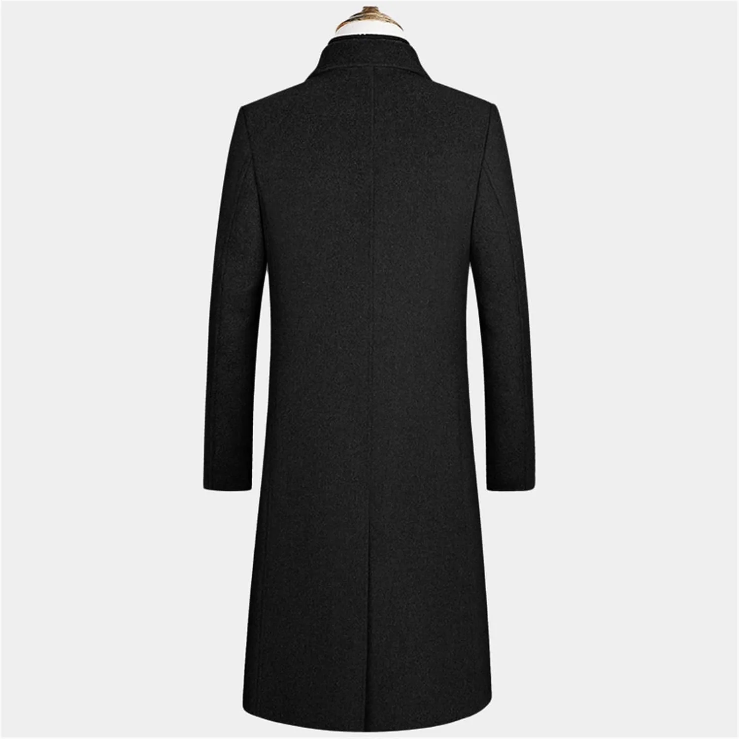 Maiyifu-GJ Men Full Length Trench Coats Slim Fit Single Breasted Long Top Pea Coat Premium Winter Wool Blend Overcoat Jacket