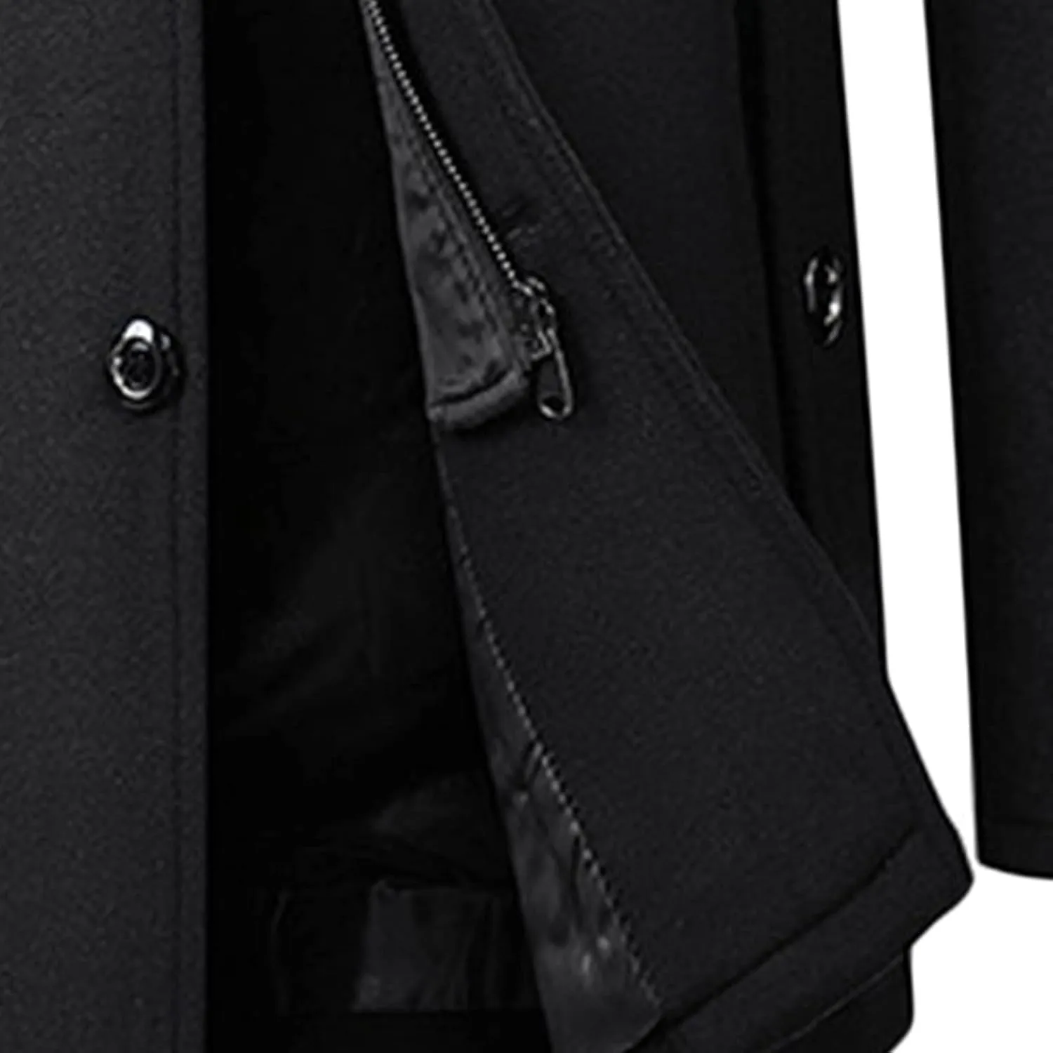 Maiyifu-GJ Men Layered Collar Wool Blend Jacket Military Single Breasted Pea Coat Thick Stylish Quilted Lined Trench Overcoat