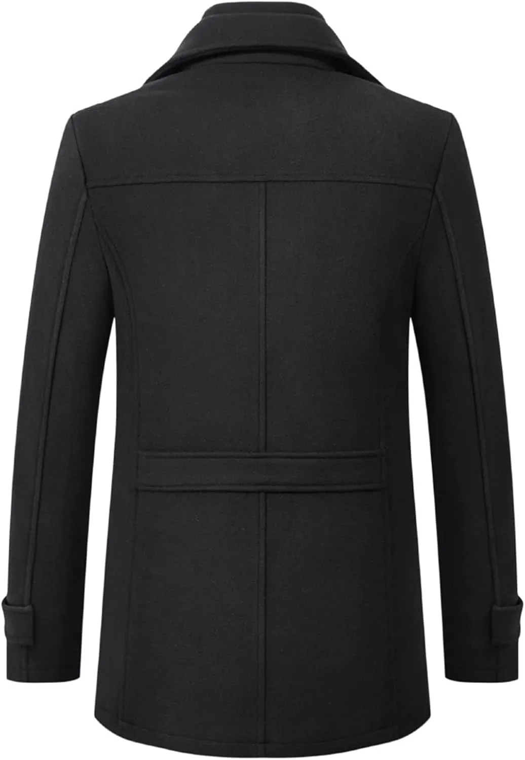 Maiyifu-GJ Men Layered Collar Wool Blend Jacket Military Single Breasted Pea Coat Thick Stylish Quilted Lined Trench Overcoat