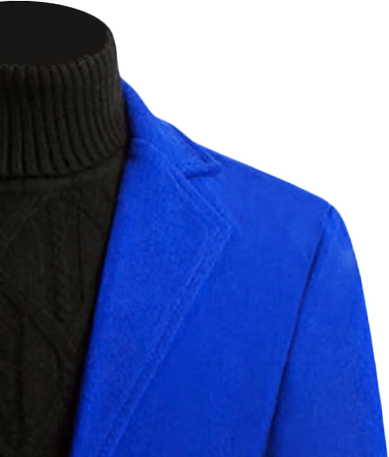 Maiyifu-GJ Mens Wool Blend Trench Coat Mid-Length Notched Collar Long Top Pea Coats Business Single Breasted Jacket Overcoat