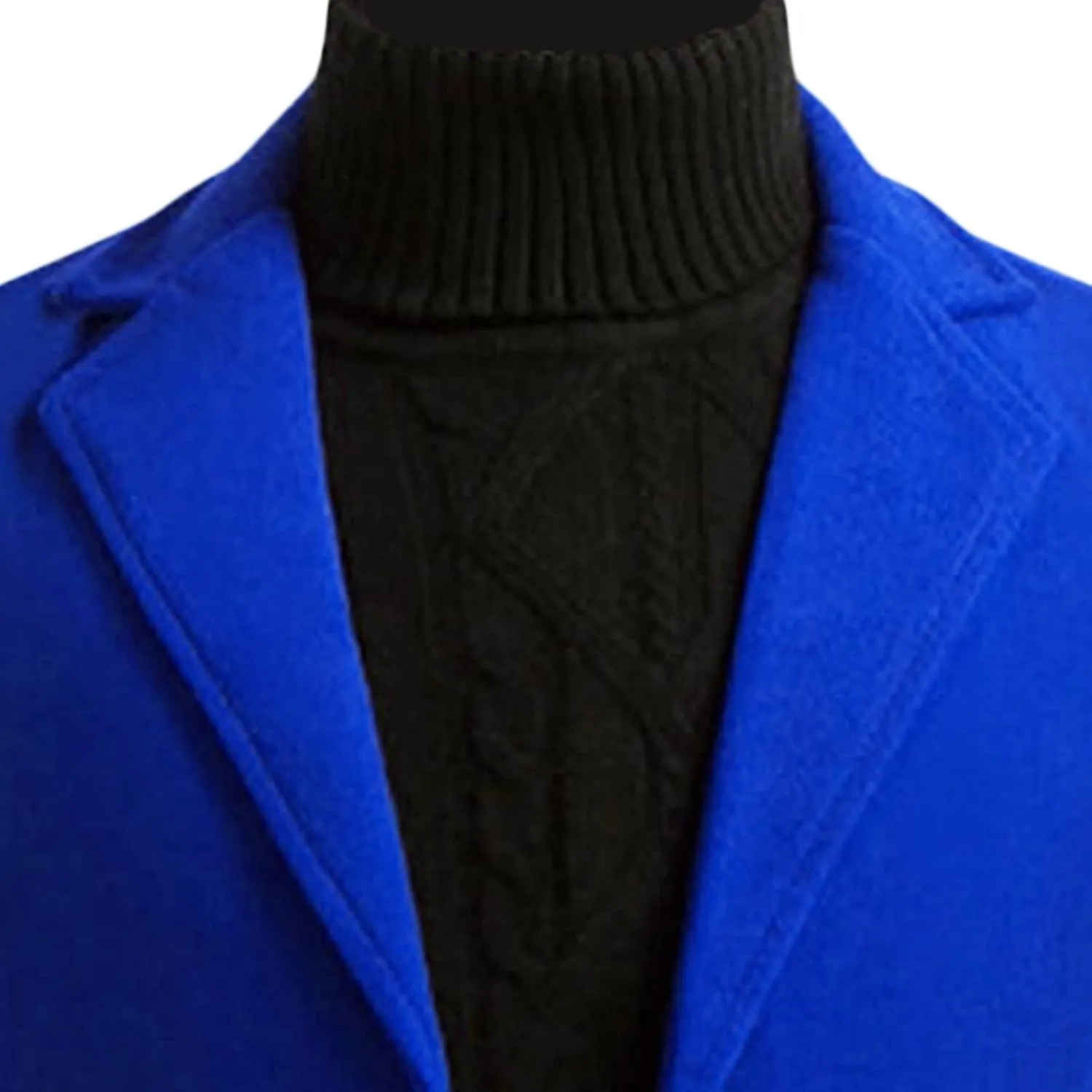 Maiyifu-GJ Mens Wool Blend Trench Coat Mid-Length Notched Collar Long Top Pea Coats Business Single Breasted Jacket Overcoat