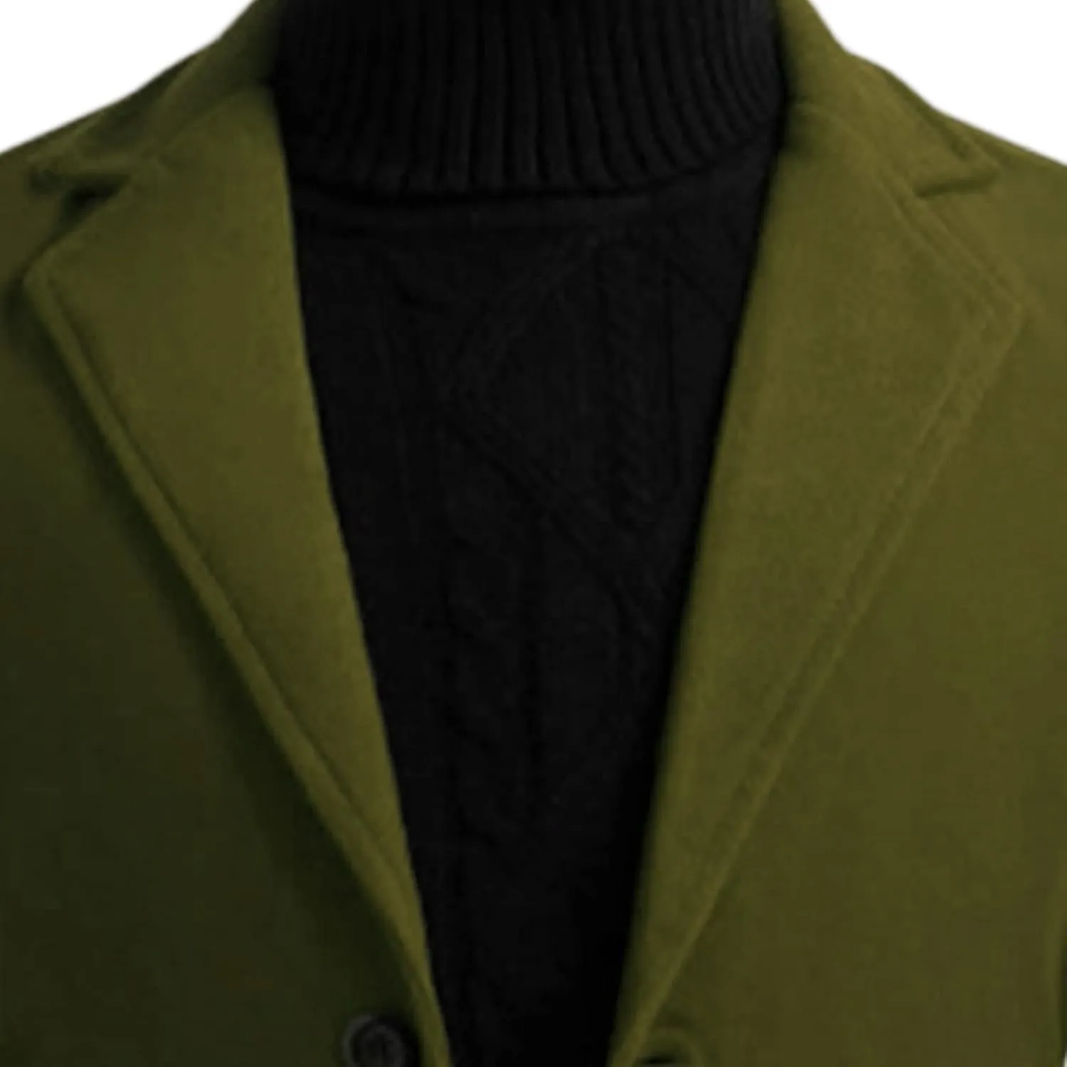 Maiyifu-GJ Mens Wool Blend Trench Coat Mid-Length Notched Collar Long Top Pea Coats Business Single Breasted Jacket Overcoat