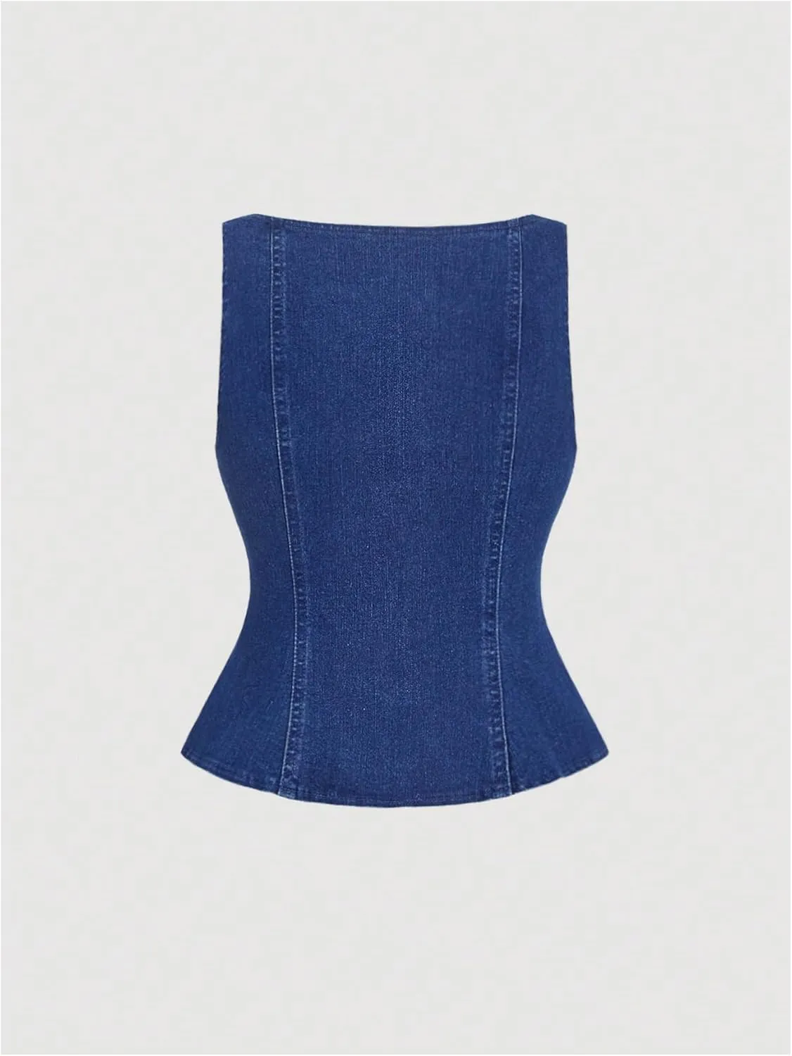 MakeMeChic Women's Denim Vest Tie Front Sleeveless Fitted Y2K Jean Vests Tank Top
