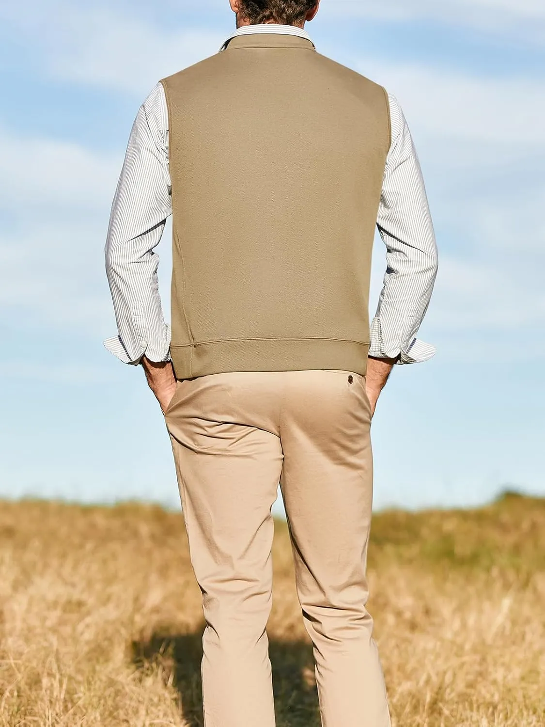Makkrom Mens Quarter Zip Sleeveless Golf Vest Pullover Stand Collar Casual Vests Outerwear