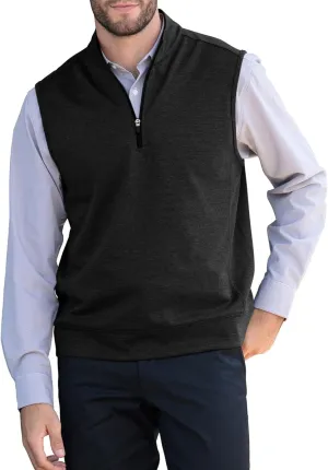 Makkrom Mens Quarter Zip Sleeveless Golf Vest Pullover Stand Collar Casual Vests Outerwear