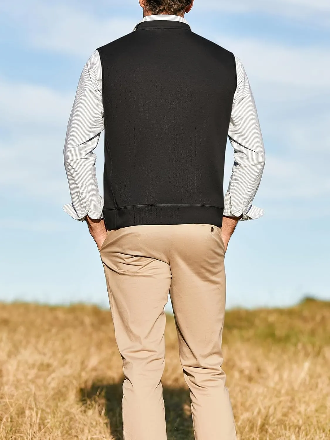 Makkrom Mens Quarter Zip Sleeveless Golf Vest Pullover Stand Collar Casual Vests Outerwear