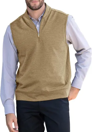 Makkrom Mens Quarter Zip Sleeveless Golf Vest Pullover Stand Collar Casual Vests Outerwear