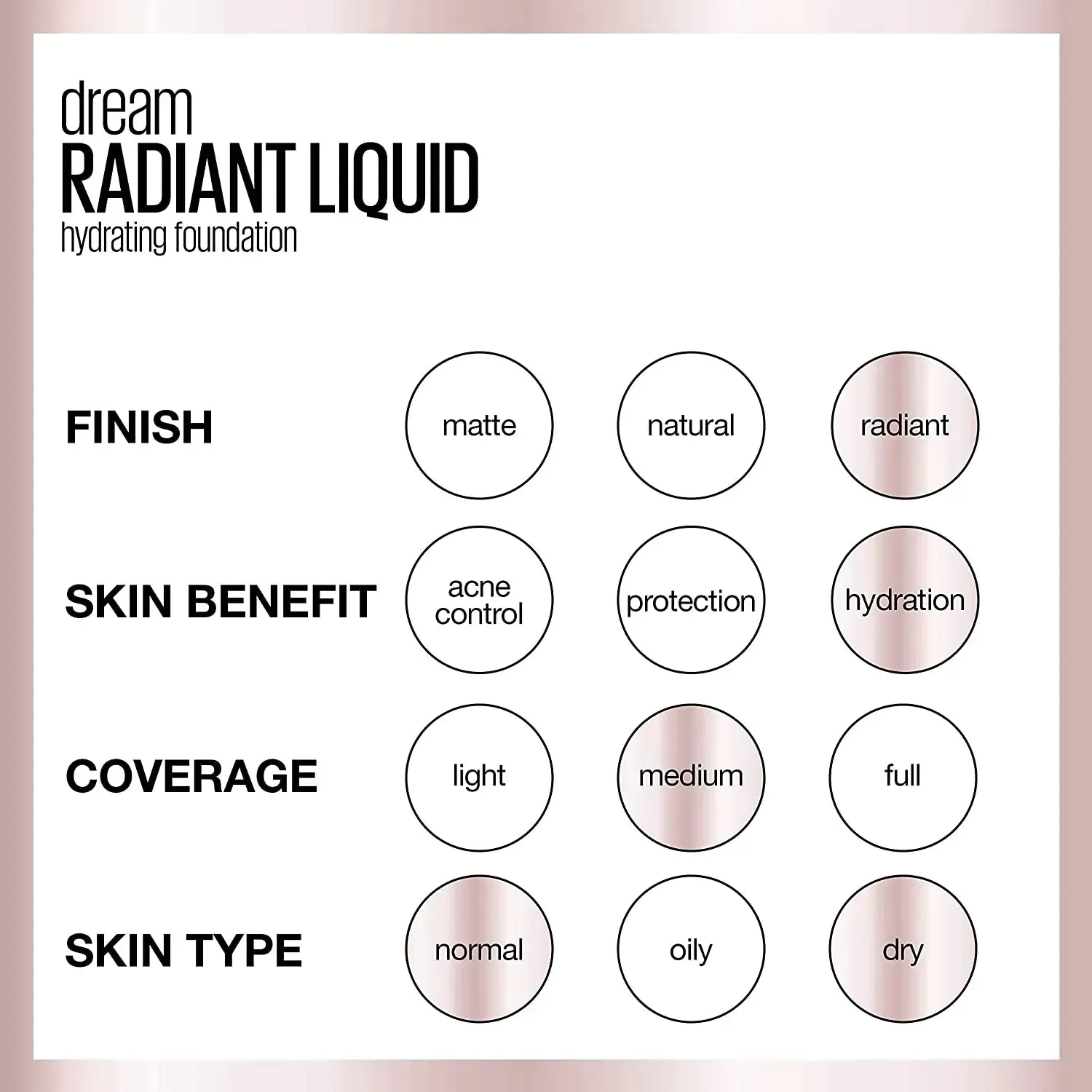 Maybelline Dream Radiant Liquid Medium Coverage Hydrating Makeup, Lightweight Liquid Foundation, Caramel, 1 Fl; Oz