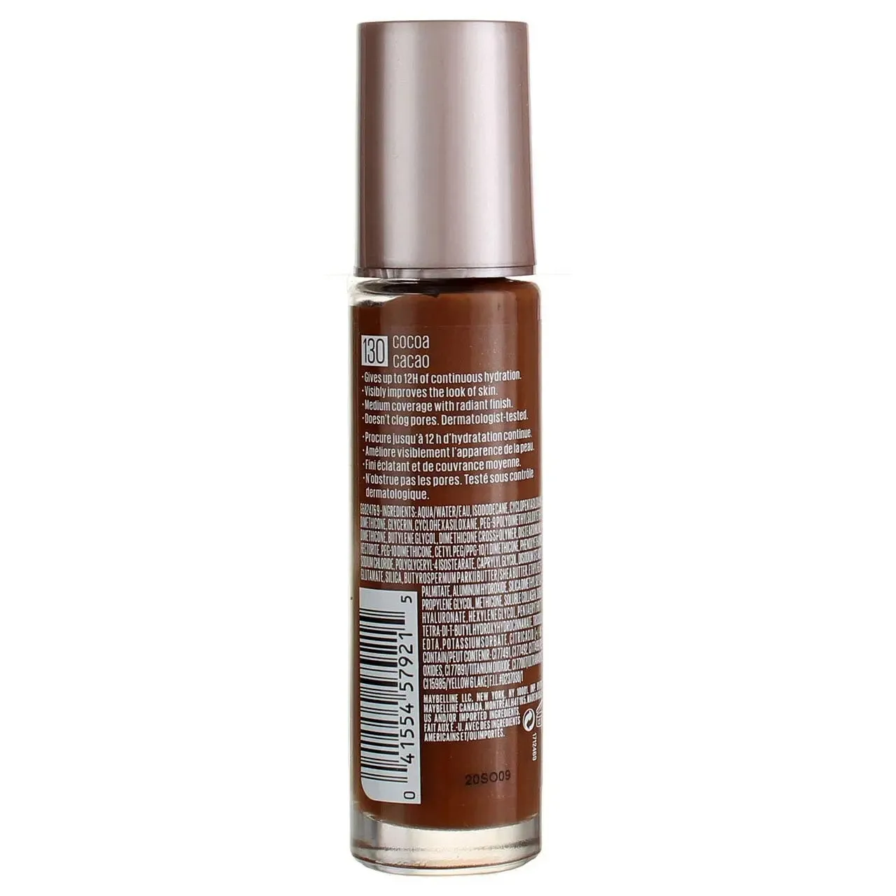 Maybelline Dream Radiant Liquid Medium Coverage Hydrating Makeup, Lightweight Liquid Foundation, Cocoa, 1 Fl; Oz