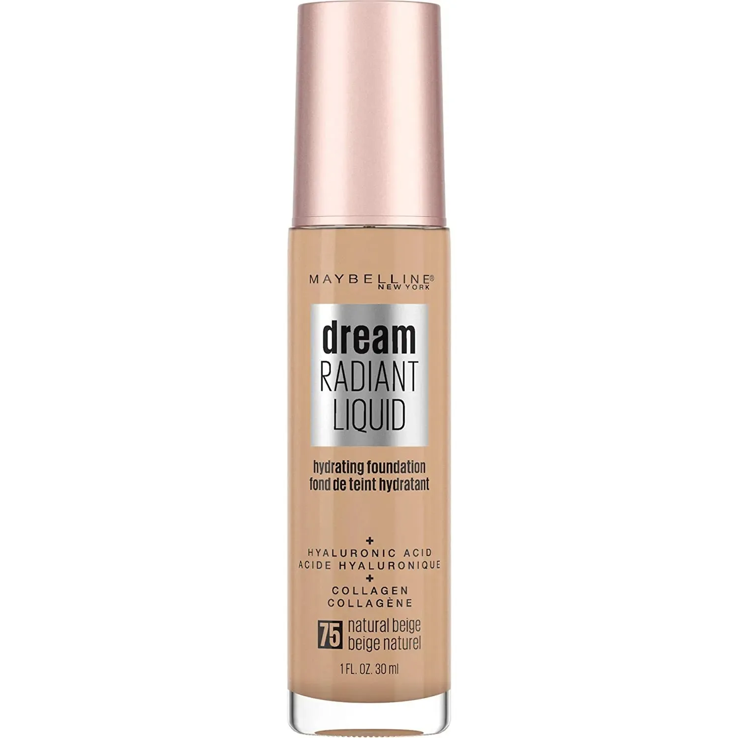 Maybelline Dream Radiant Liquid Medium Coverage Hydrating Makeup, Lightweight Liquid Foundation, Natural Beige, 1 Fl; Oz
