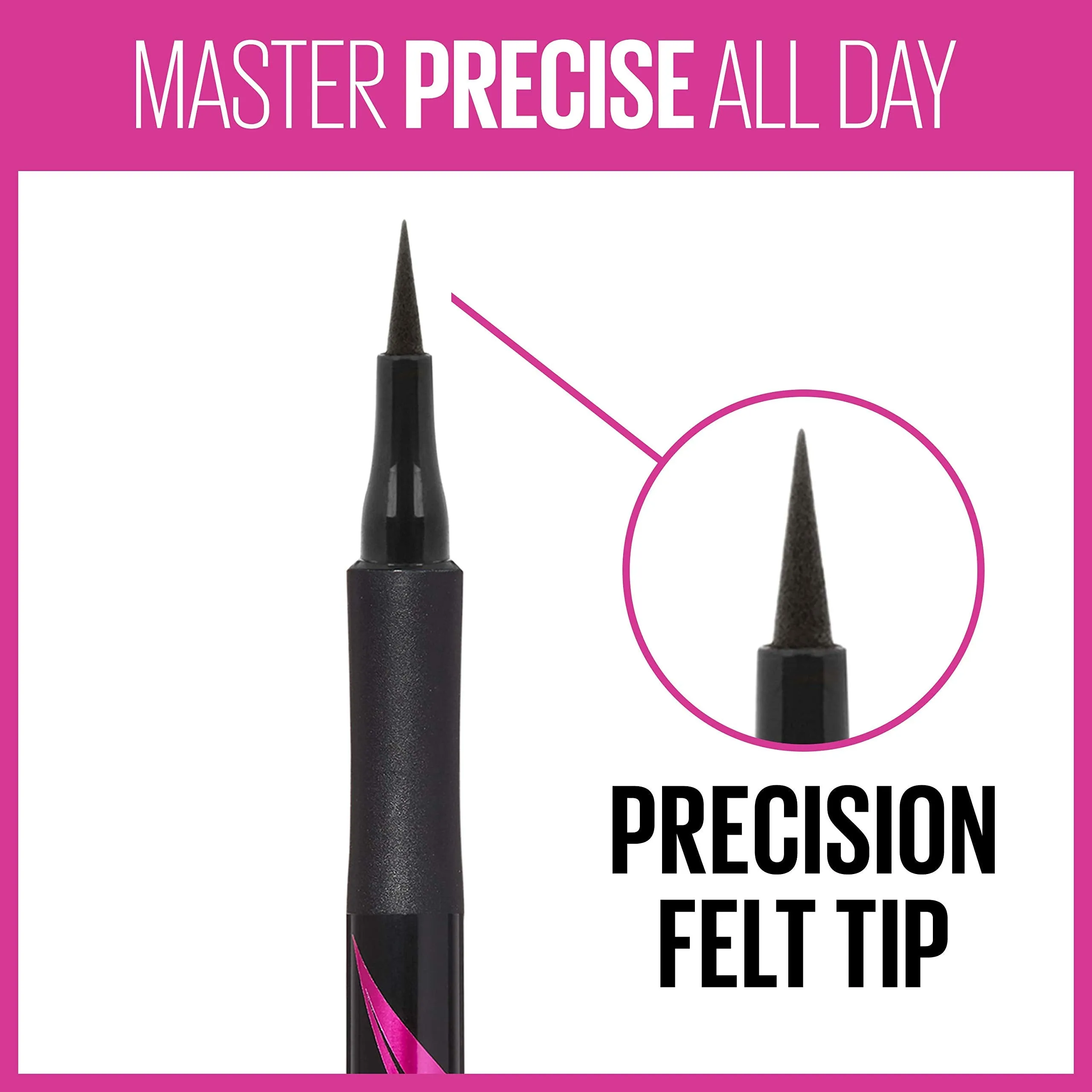 Maybelline Eyestudio Master Precise All Day Liquid Eyeliner, Black, 0.034 Ounce