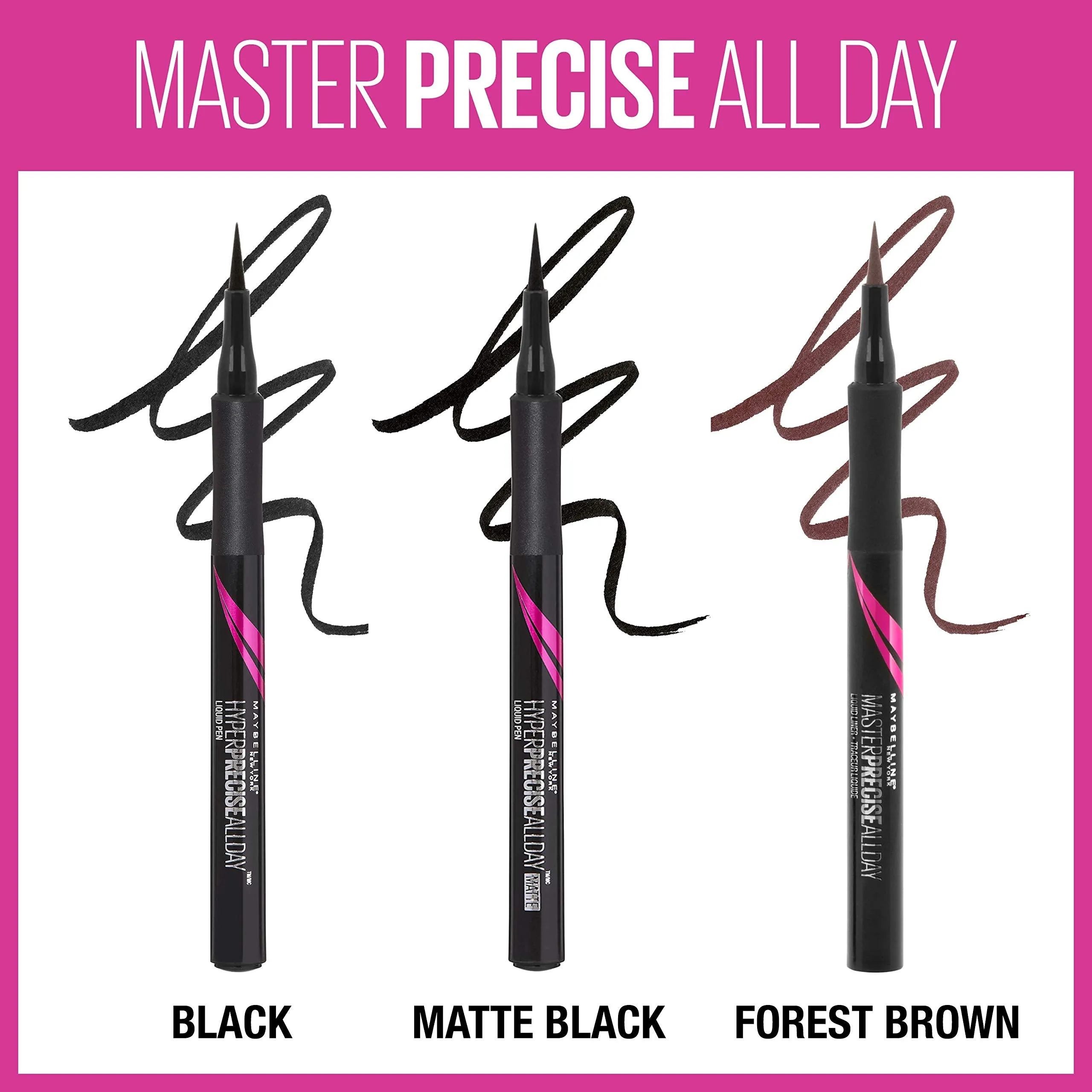 Maybelline Eyestudio Master Precise All Day Liquid Eyeliner, Black, 0.034 Ounce