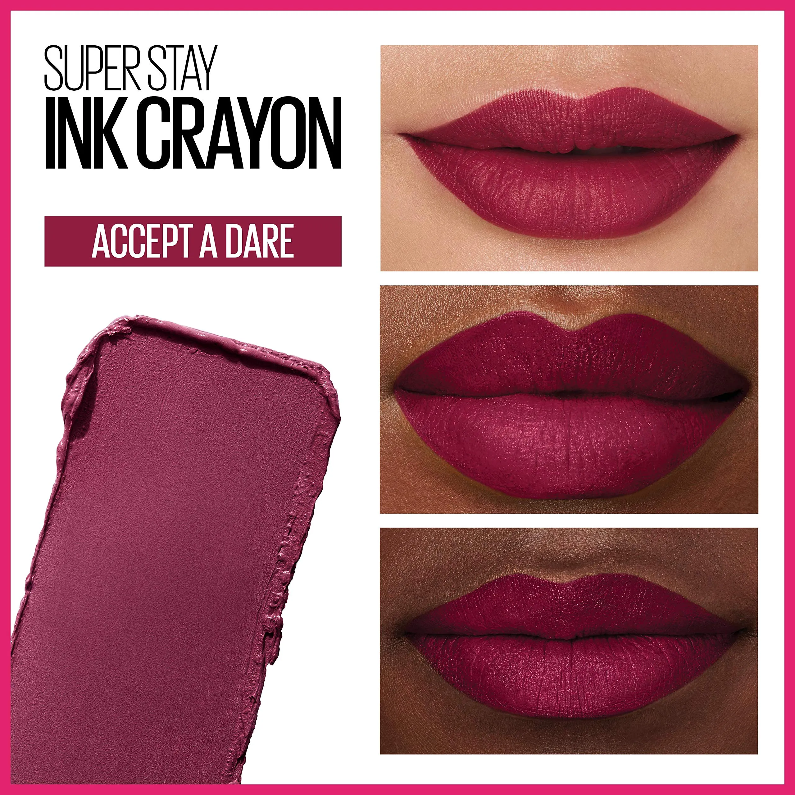 Maybelline SuperStay Ink Crayon Matte Longwear Lipstick With Built-in Sharpener, Accept A Dare, 0.04 Ounce