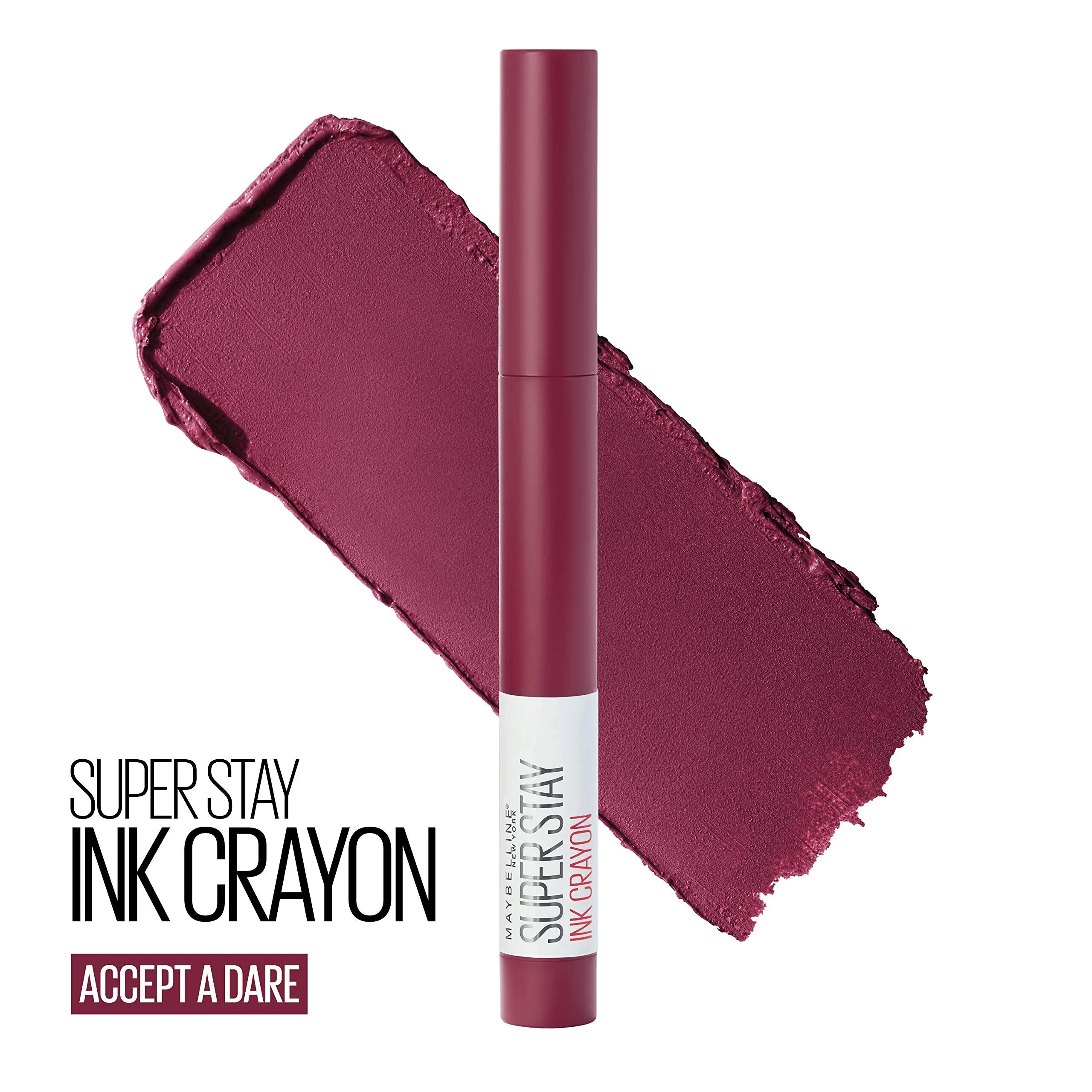 Maybelline SuperStay Ink Crayon Matte Longwear Lipstick With Built-in Sharpener, Accept A Dare, 0.04 Ounce