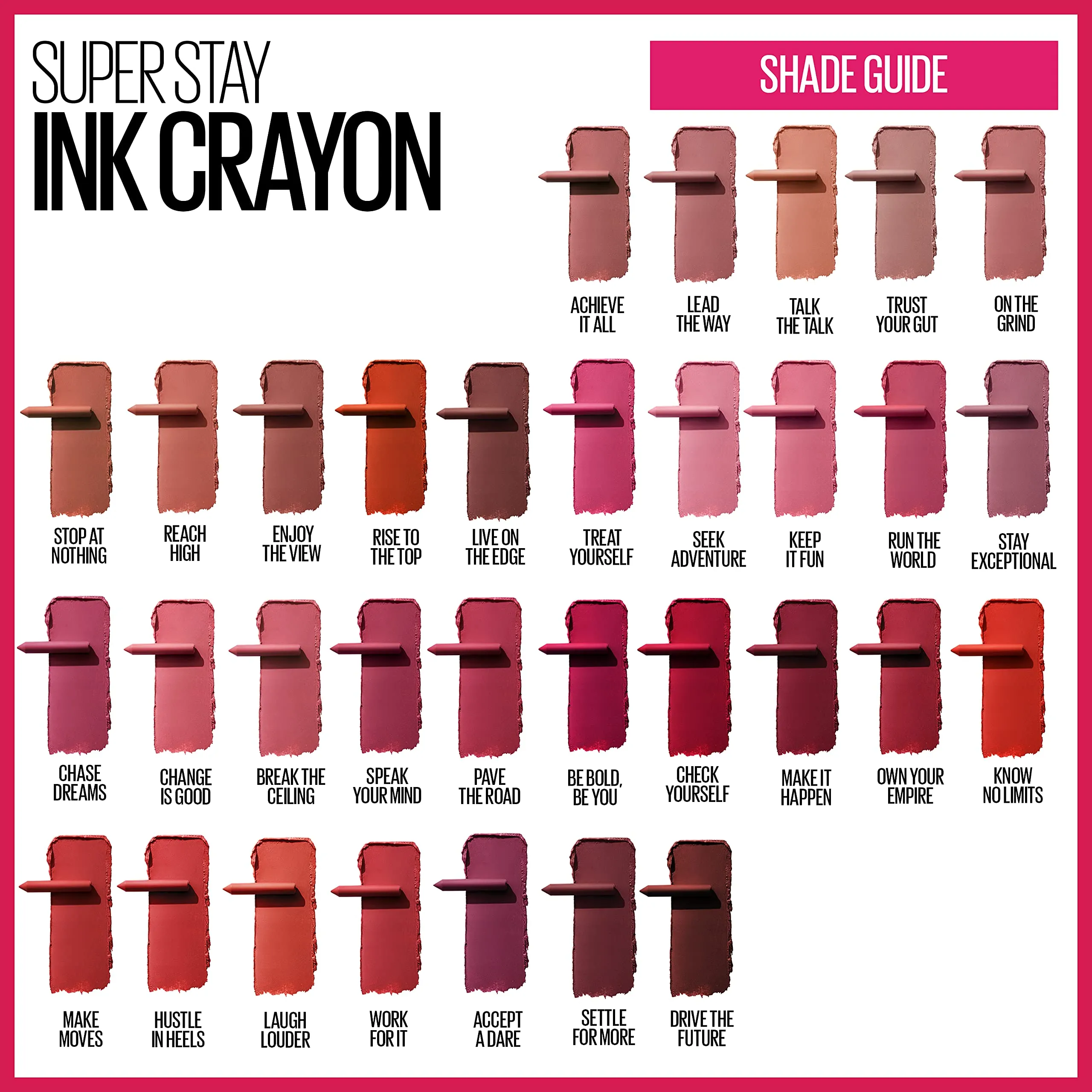 Maybelline SuperStay Ink Crayon Matte Longwear Lipstick With Built-in Sharpener, Accept A Dare, 0.04 Ounce