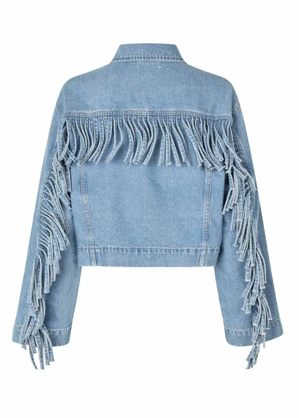 mbyM Catherina-M spijkerjas met franjes blauw