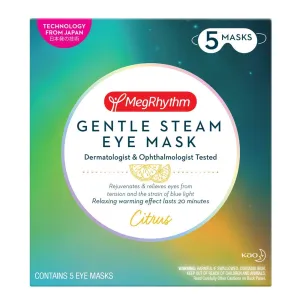 MegRhythm by Kao Gentle Steam Eye Mask, Citrus, Soothing Steam Eye Mask, Rejuvenates Eyes, Reduces Tension, 5 Count, Dermatologist and Ophthalmologist Tested