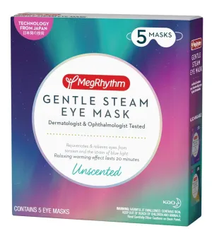 MegRhythm Megrhythm Gentle Steam Eye Mask, Unscented, 5 Count, Soothing Steam Eye Mask, Rejuvenates Eyes, Reduces Tension, Dermatologist and Ophthalmologist Tested, Unscented, 5 Count