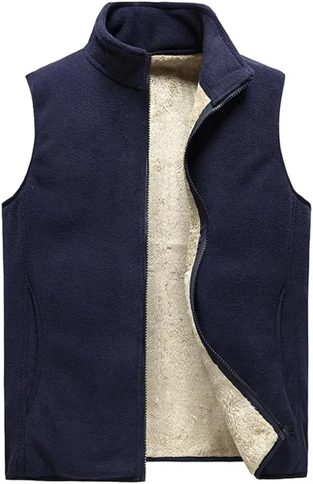 Men Sleeveless Vest Jackets Winter Vest Male Cotton-Padded Fleece Vests Coats Men Warm Waistcoat