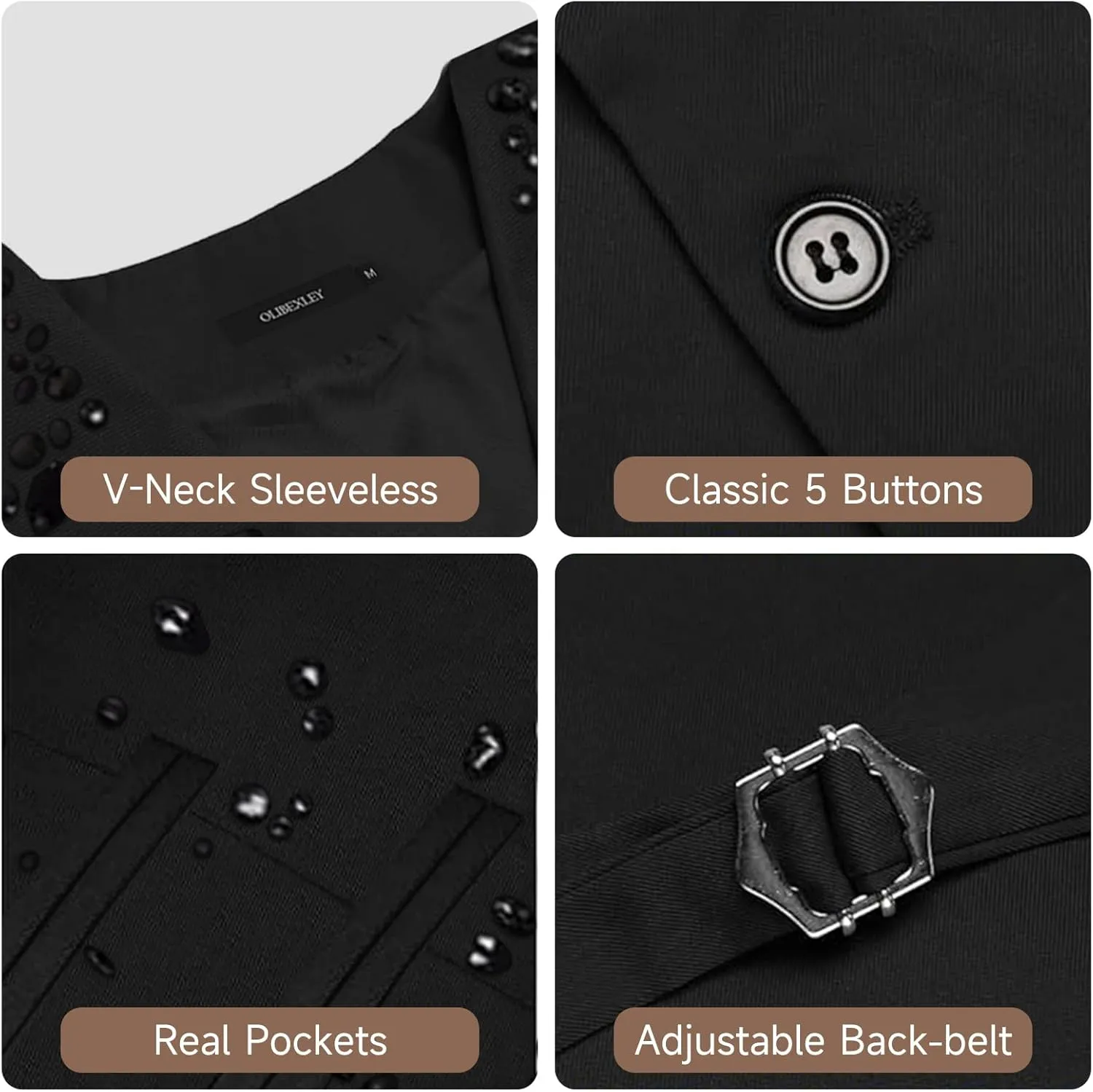 Men's Beads Suit Vest Slim Fit Buesiness Wedding Waistcoat Formal Casual Vests