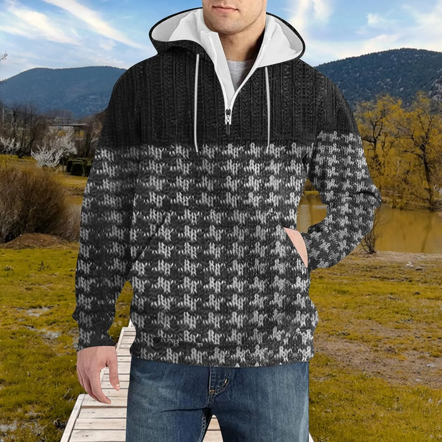 Mens Big and Tall Graphic Hoodie: Heavy Weight Workout Flannel Sweatshirt Designer Oversized Pullover