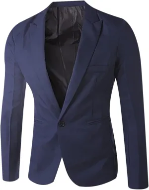 Men's Blazers Slim Fit Business Sport Coat One Button Solid Lightweight Suit Jacket for Wedding Party