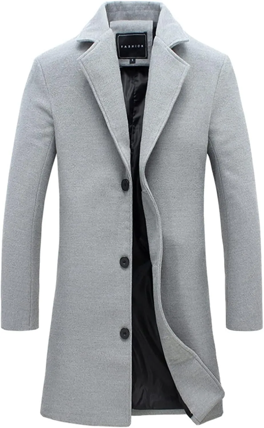 Men's Casual Trench Coat Slim Fit Spread Collar Long Sleeve Jacket Thicken Overcoat Plus Size Vintage Breasted Pea Coat